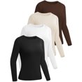 thumbnail image 1 of Ekouaer Womens 3 Pack Long Sleeve Shirts Fitted Tops Base Layering Tight Thermal Undershirts Black/Beige/Brown M Black L, 1 of 6