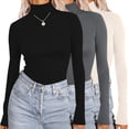 thumbnail image 1 of Ekouaer Womens Long Sleeve Shirts Square Neck Slim Fit Basic Tops Ribbed Thermal Undershirts Layering Tee, 1 of 6