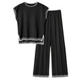 thumbnail image 1 of Ekouaer Womens Matching Sets Knit Sweater Sets 2 Pieces Outfits Pullover Tops Wide Legs Pants Lounge Set, 1 of 7