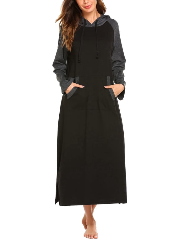 Ladies Modal Long Sleeve Sleepwear Casual Floor Length Night Dress