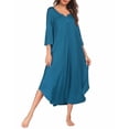 thumbnail image 1 of Ekouaer Nightgown for Women Long Nightshirt Maxi Sleepshirts V Neck Loungewear 3/4 Sleeve Sleepwear Full Length Sleep Dress, 1 of 5