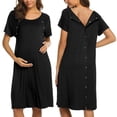 thumbnail image 1 of Ekouaer Women’s Nursing/Delivery/Labor/Hospital Nightdress Short Sleeve Maternity Nightgown with Button, 1 of 7