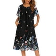 thumbnail image 1 of Ekouaer Womens Nightgown Short Sleeve House Dress with Pockets-Floral Print Mumu Dress, 1 of 6