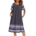 thumbnail image 1 of Ekouaer Womens Nightgown Short Sleeve House Dress with Pockets-Floral Print Mumu Dress, 1 of 6