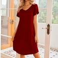 thumbnail image 1 of Ekouaer Womens Nightgown Short Sleeves Sleepwear V Neck Nightgowns for Women Petal Sleeves Houses Dress Sleepshirt, 1 of 6