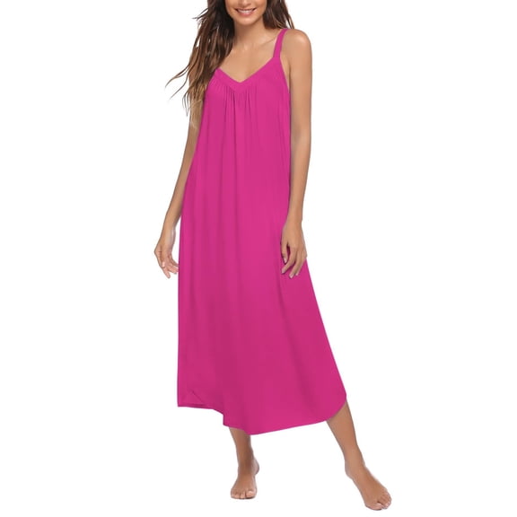 Ekouaer Women's Sleeveless Nightgown Sleeveless Sleepshirt Casual Maxi Loungewear