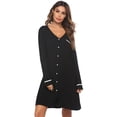 thumbnail image 1 of Ekouaer Womens Nightgown V-Neck Sleepwear Long Slevee Button Down Nightshirt Blue, 1 of 6