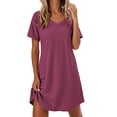 thumbnail image 1 of Ekouaer Womens Nightgowns Short Sleeve Sleepshirt V Neck Top Shirt Dress Soft Nightshirts Loose Loungewear, 1 of 6