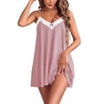 thumbnail image 1 of Ekouaer Womens Nightgowns V Neck Spaghetti Strap Dress Soft Sleepwear Full Slip Dress Beige, 1 of 6