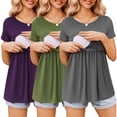 thumbnail image 1 of Ekouaer Womens Nursing Tops 3 Packs Nursing Shirts Short Sleeve Double Layer Maternity Breastfeeding Tee Shirts, 1 of 6