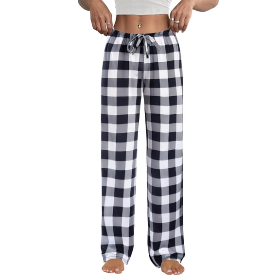 Ekouaer Womens Pajama Pants Plaid Lounge Pants Soft Drawstring Pj Bottoms with Pockets