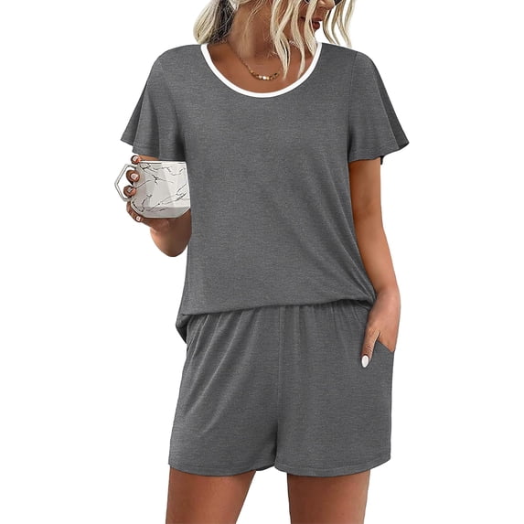 Ekouaer Womens Pajama Set Summer Short Sleeve Pjs Sleepwear Cute 2 Piece Lounge Sets