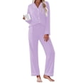 thumbnail image 1 of Ekouaer Womens Pajama Sets 100% Cotton Long Sleeve Sleepwear Super Soft Button Up Pjs Winter Two Piece Loungewear Set, 1 of 6