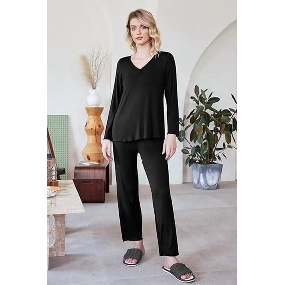 Ekouaer Womens Fall & Winter Pajama Set 2 Piece Long Sleeve Lounge Set Soft and Comfortable PJs with Pants