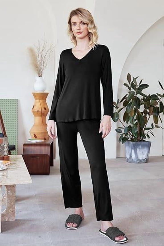 Womens Fall & Winter Pajama Set 2 Piece Long Sleeve Lounge Set Soft and Comfortable PJs with Pants