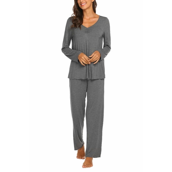 Ekouaer Womens Fall & Winter Pajama Set 2 Piece Long Sleeve Lounge Set Soft and Comfortable PJs with Pants