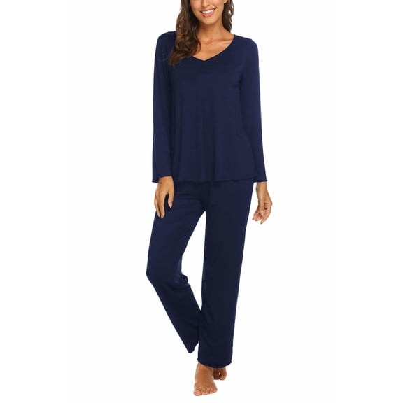Ekouaer Womens Fall & Winter Pajama Set 2 Piece Long Sleeve Lounge Set Soft and Comfortable PJs with Pants