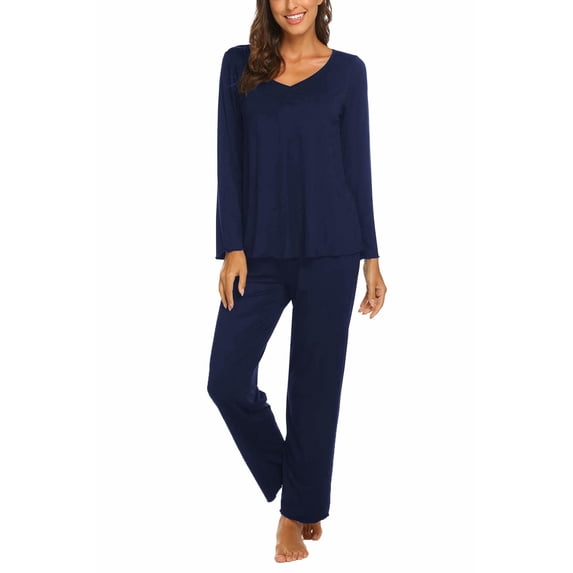 Ekouaer Womens Fall & Winter Pajama Set 2 Piece Long Sleeve Lounge Set Soft and Comfortable PJs with Pants