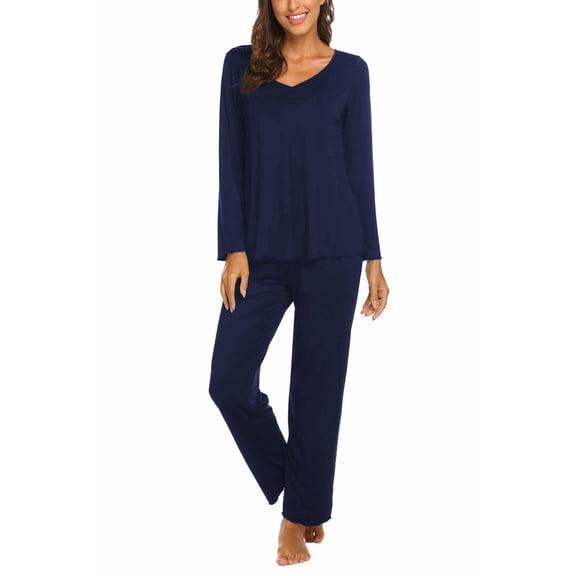 Ekouaer Womens Fall & Winter Pajama Set 2 Piece Long Sleeve Lounge Set Soft and Comfortable PJs with Pants