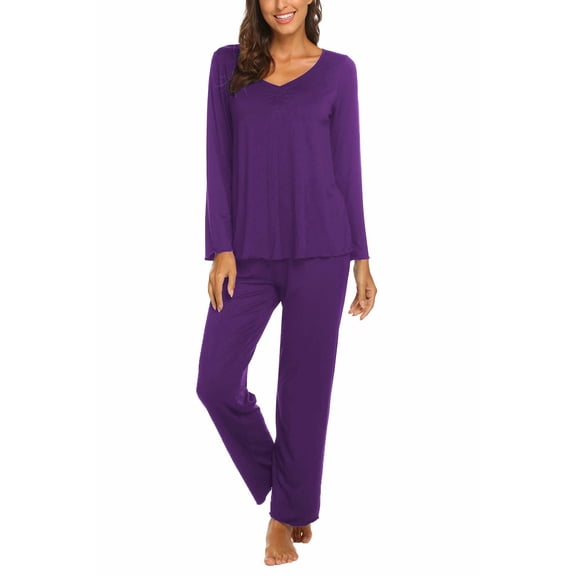 Ekouaer Womens Fall & Winter Pajama Set 2 Piece Long Sleeve Lounge Set Soft and Comfortable PJs with Pants