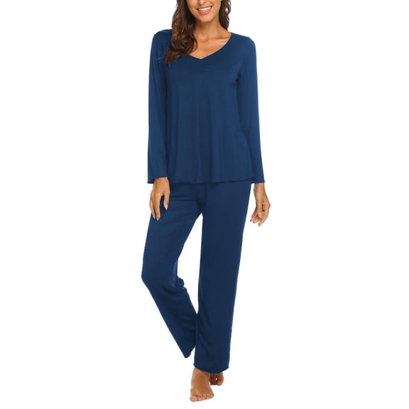 Ekouaer Womens Fall & Winter Pajama Set 2 Piece Long Sleeve Lounge Set Soft and Comfortable PJs with Pants