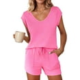 thumbnail image 1 of Ekouaer Womens Pajamas Short Sleeve Lounge Sets 2 Piece Sets for Women Going Out Pjs Tops and Shorts, 1 of 6