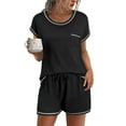 thumbnail image 1 of Ekouaer Womens Pajama Sets 2 Piece Soft Short Sleeve Top and Shorts Sleepwear Round Neck Pjs Lounge Set with Pockets, 1 of 6
