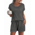 thumbnail image 1 of Ekouaer Womens Pajama Sets 2 Piece Soft Short Sleeve Top and Shorts Sleepwear Round Neck Pjs Lounge Set with Pockets, 1 of 6