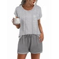thumbnail image 1 of Ekouaer Womens Pajama Sets 2 Piece Soft Short Sleeve Top and Shorts Sleepwear Round Neck Pjs Lounge Set with Pockets, 1 of 6