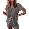 thumbnail image 1 of Ekouaer Womens Pajama Sets Button Down Lounge Set 2 Piece Loungewear Soft Sleepwear Short Sleeve Pjs with Pockets, 1 of 6