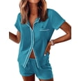 thumbnail image 1 of Ekouaer Womens Pajama Sets Button Down Lounge Set 2 Piece Loungewear Soft Sleepwear Short Sleeve Pjs with Pockets, 1 of 6