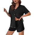 thumbnail image 1 of Ekouaer Womens Pajama Sets Button Up Bride Pj Shorts Set 2 Piece Soft Sleepwear Short Sleeve Lounge Sets, 1 of 6