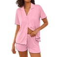 thumbnail image 1 of Ekouaer Womens Pajama Sets Button Up Bride Pjs Set 2 Piece Soft Sleepwear Short Sleeve Lounge Sets with Shorts, 1 of 6
