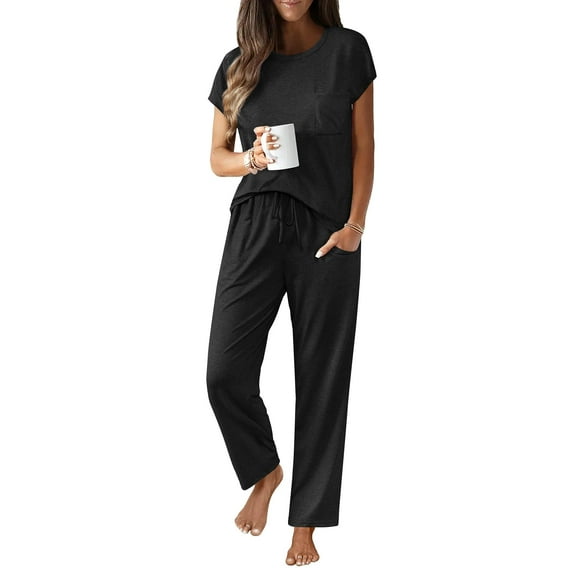 Ekouaer Womens Pajama Sets Cap Sleeve Sleepwear Tops and Long Pants Comfy Pjs 2 Piece Lounge Set with Pockets