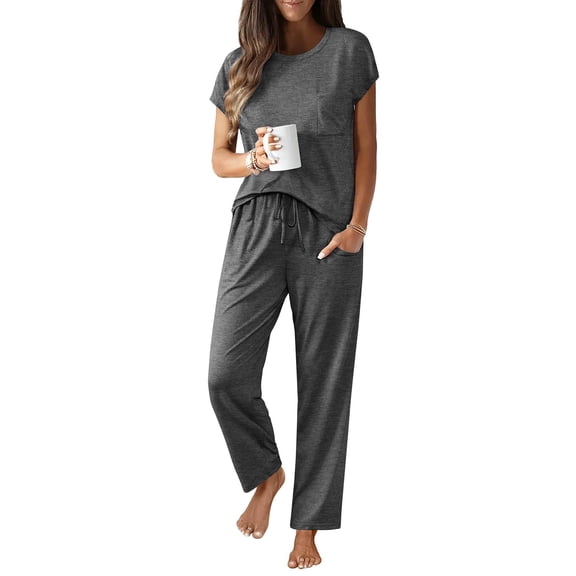 Ekouaer Womens Pajama Sets Cap Sleeve Sleepwear Tops and Long Pants Comfy Pjs 2 Piece Lounge Set with Pockets