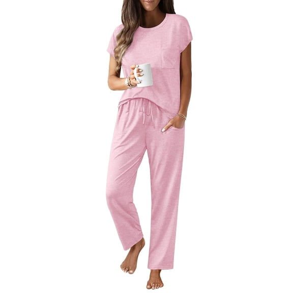 Ekouaer Womens Pajama Sets Cap Sleeve Sleepwear Tops and Long Pants Comfy Pjs 2 Piece Lounge Set with Pockets