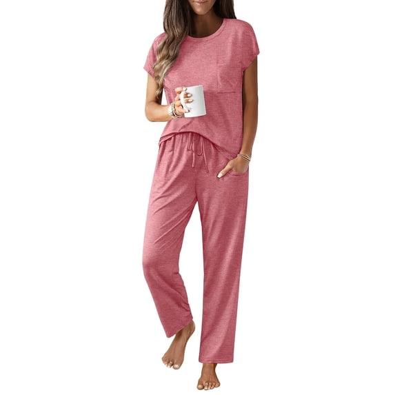 Ekouaer Womens Pajama Sets Cap Sleeve Sleepwear Tops and Long Pants Comfy Pjs 2 Piece Lounge Set with Pockets