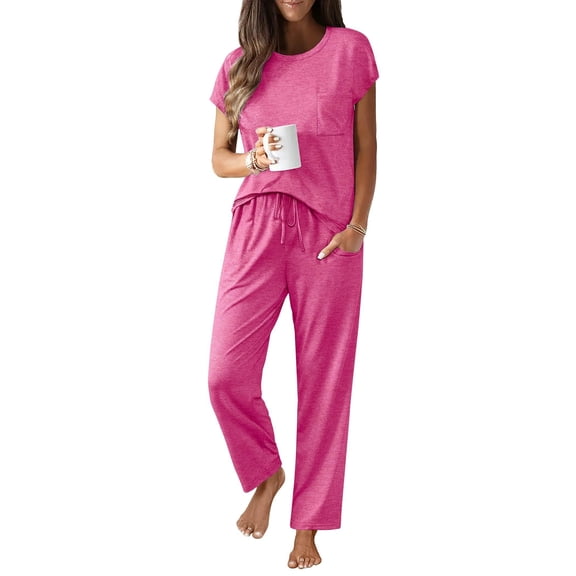 Ekouaer Womens Pajama Sets Cap Sleeve Sleepwear Tops and Long Pants Comfy Pjs 2 Piece Lounge Set with Pockets
