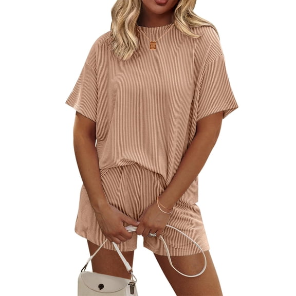 Ekouaer Womens Pajama Sets Short Sleeve Lounge Sets 2 Piece Pjs Tops and Shorts Outfits Matching Loungewear with Pockets
