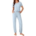thumbnail image 1 of Ekouaer Womens Pajama Sets Short Sleeve Lounge Sets for Women Jogger Pajama Set 2 Piece Pj Sets, 1 of 6