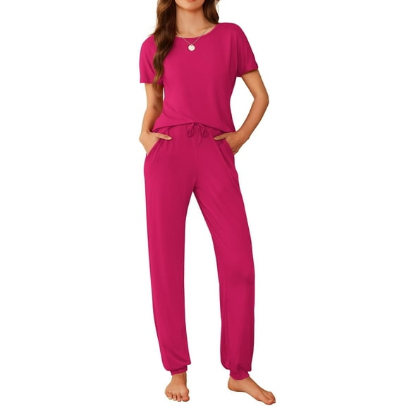 Ekouaer Womens Pajama Sets Short Sleeve Lounge Sets for Women Jogger Pajama Set 2 Piece Pj Sets
