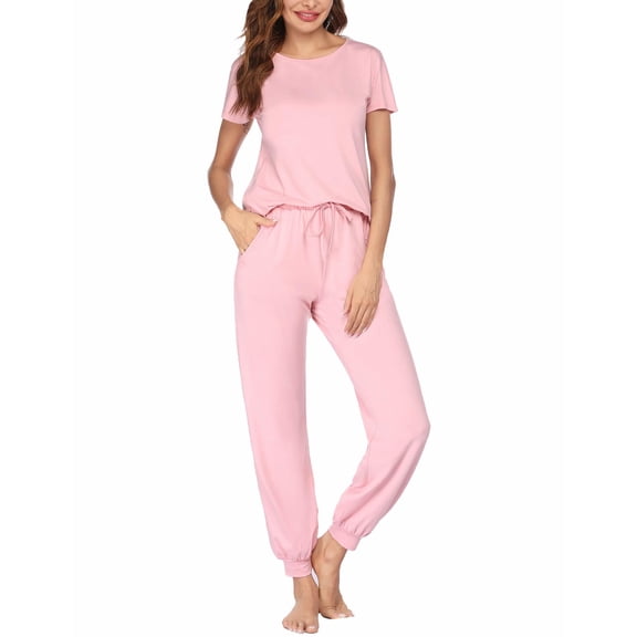 Ekouaer Womens Pajama Sets Short Sleeve Lounge Sets for Women Jogger Pajama Set 2 Piece Pj Sets