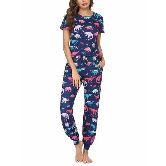 Ekouaer Womens Pajama Sets Short Sleeve Lounge Sets for Women Jogger Pajama Set 2 Piece Pj Sets