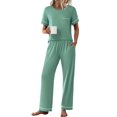 thumbnail image 1 of Ekouaer Womens Pajama Sets Short Sleeve Top and Pants 2 Piece Pjs Soft Sleepwear Comfy Lounge Set, 1 of 6