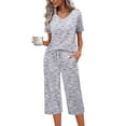 thumbnail image 1 of Ekouaer Womens Pajama Sets Soft Cotton Pj Short Sleeve Top with Capri Pants Sleepwear 2 Piece Print Loungewear, 1 of 5