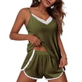 thumbnail image 1 of Ekouaer Womens Pajama Sets Soft Lingerie Sleepwear 2 Piece Cami Shorts Set V Neck Pj Lace Nightwear, 1 of 6