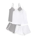 thumbnail image 1 of Ekouaer Womens Pajama Sets Soft Lingerie Sleepwear 4 Piece Cami Shorts Set V Neck Pj Lace Nightwear, 1 of 6