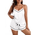 thumbnail image 1 of Ekouaer Womens Pajama Sets Summer Sleepwear Sexy Lingerie Pj Set Satin Cami Shorts Set Silk Nightwear WhiteSmall, 1 of 6