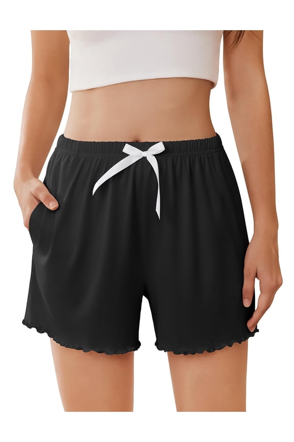 Womens Pajama Shorts Soft Comfy Ruffle Sleep Shorts 2026 Summer Casual Elastic Waist Pj Short with Pockets