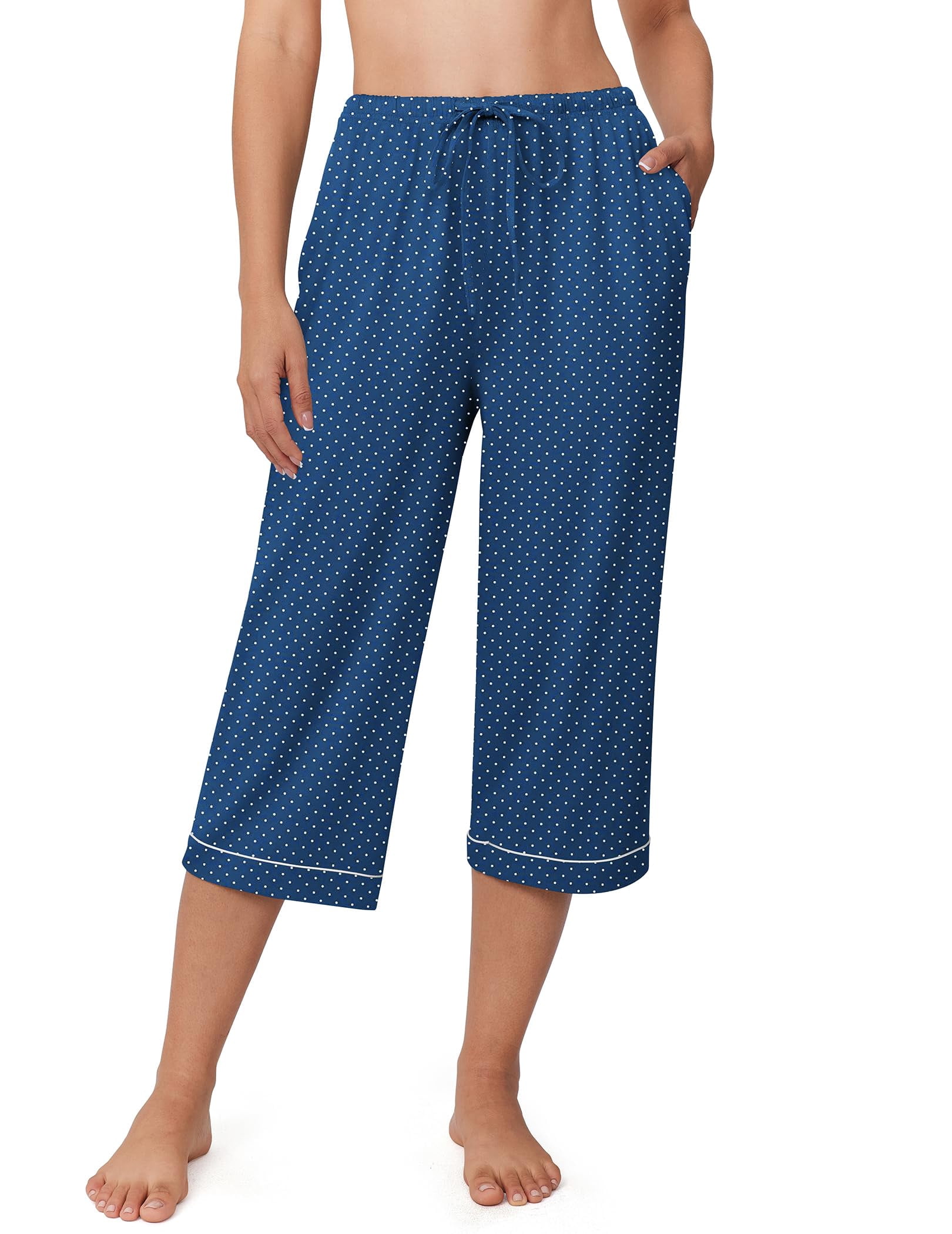 Ekouaer Womens Pajamas Pants Capri Pj Bottoms with Pockets Comfy ...
